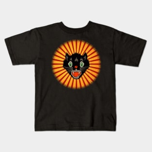 Halloween Black Cat Vintage Retro Kids T-Shirt